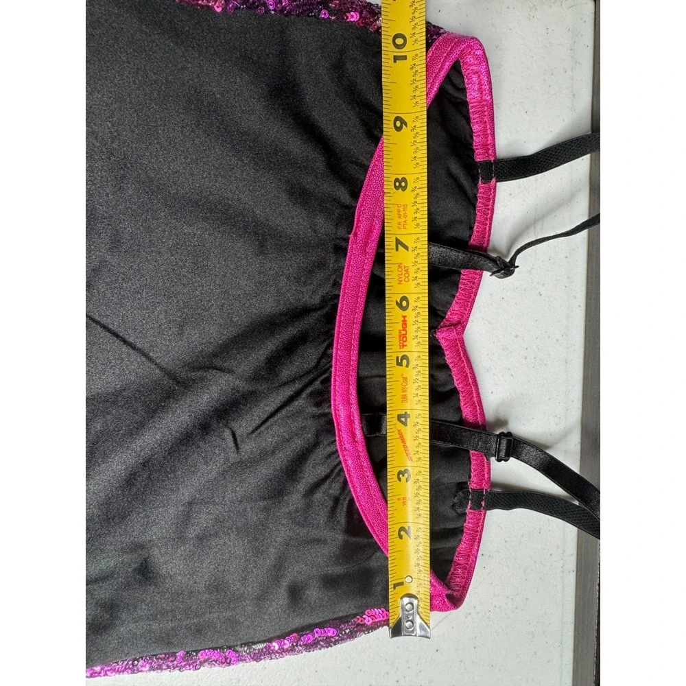 Costume Gallery Kids Medium Sequin Dance Leotard Purple Pink Black 17348